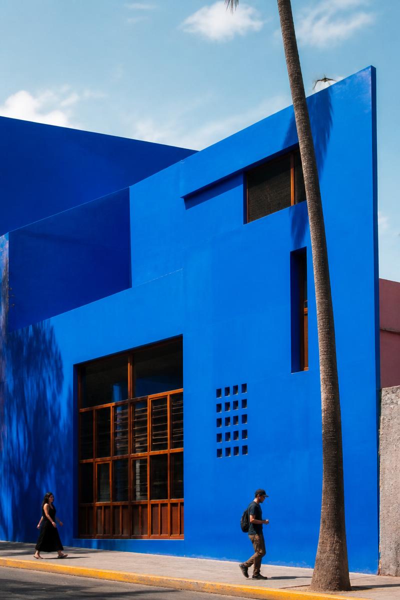 Arquitectura urbana azul bajo la luz del día